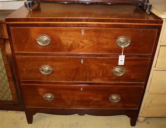 A Regency mahogany chest fitted three long drawers, Width 89cm